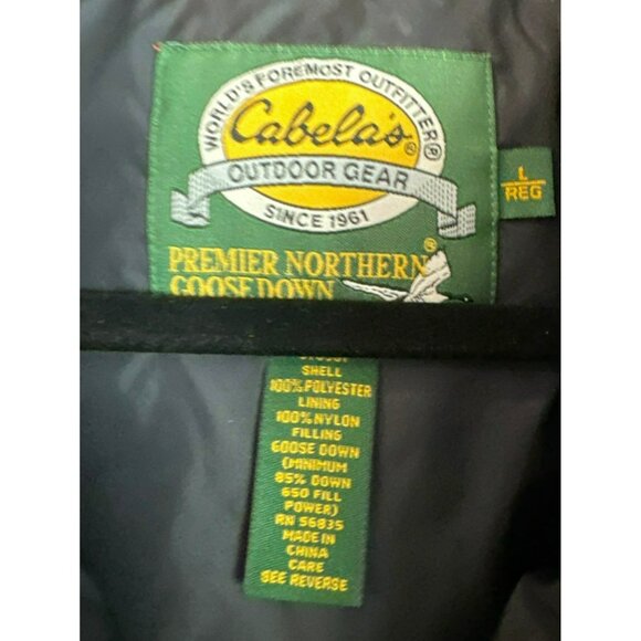 Cabelas Womens Premier Northern Goose Down Black Vest Large 650 Puffer Zip Up - Picture 2 of 3